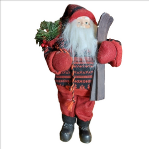 Vintage* 90s Self-standing Santa with Skis and Sack of Decorations
